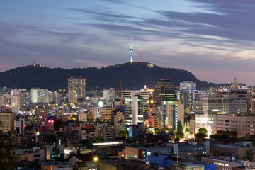 Sunset in Seoul city.