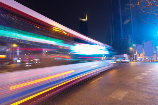 Night city traffic formation of the track