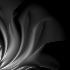 Dark abstract monochrome smoke waves background