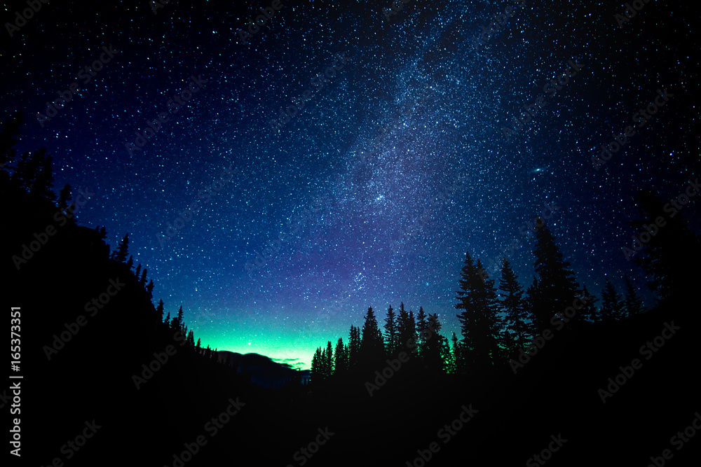 Wall mural star gazing the aurora borealis at moraine lake in banff national park