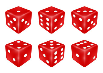 set of a red dice three dimensions