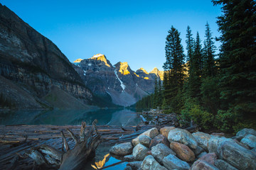 Calm brisk morning on Lake Moraine, Banff National Park