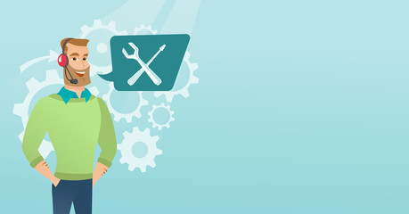 Young caucasian technical support operator.