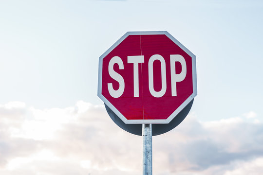 road sign stop on a sky background
