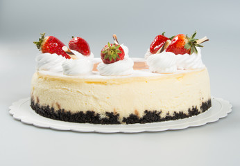 cake or cake with strawberries on a background.