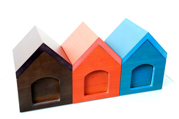 house toy blocks isolated white background