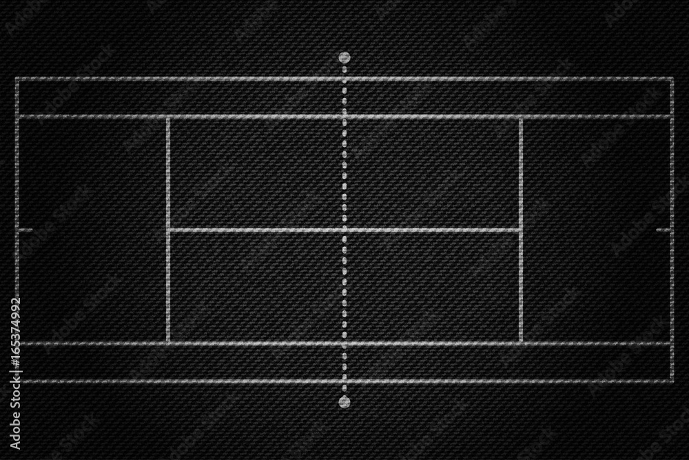 Wall mural realistic black denim texture of tennis field element vector illustration design concept