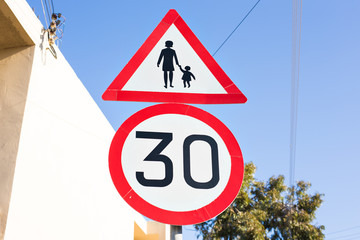 Road sign speed limit to 30