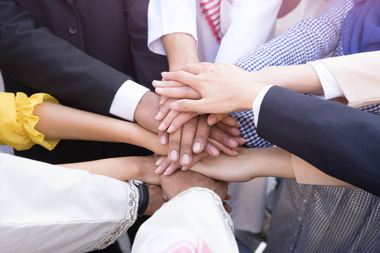 Business people hands together concept.