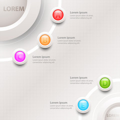 Five colorful topics 3d circle in the corner for website presentation cover poster vector design infographic illustration concept