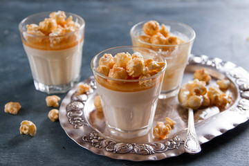 Milk panna cotta with salted caramel