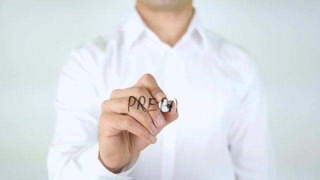 Prepaid, Man Writing on Glass