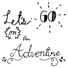  Hand drawn lettering of adventure, Typography banner, text lettering design. illustration.