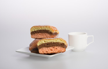 donut or donut and coffee on a background.