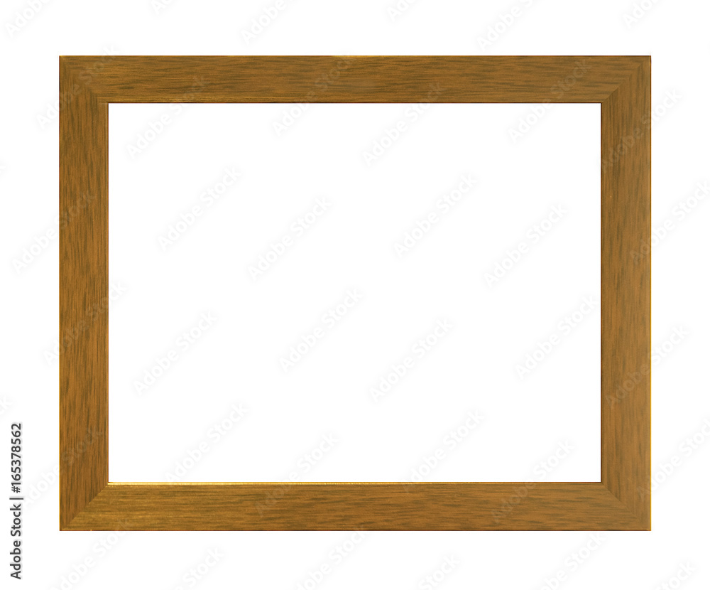 Wall mural wooden vintage picture frame isolated on white background