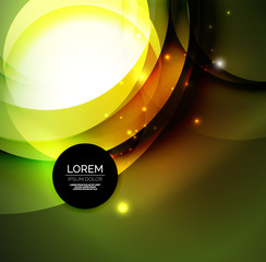 Digital illustration, glowing waves and circles