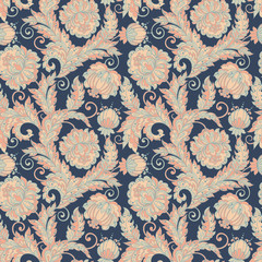 ethnic floral seamless pattern in asian textile style