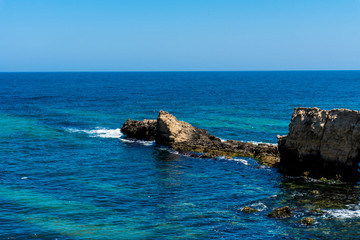 Fototapeta na wymiar Part of the rocky coastline in Tunisia