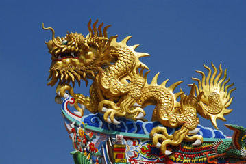 Chinese dragon in front of blue sky