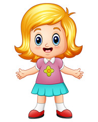 Cartoon little girl with blond hair