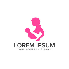 family care logo. mom and baby logo design concept template