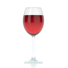 3d rendering isolated glass with red wine
