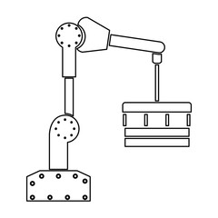 Robotic hand manipulator black color path icon .