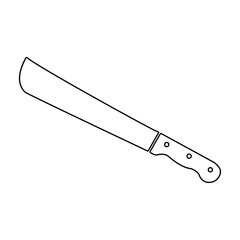 Machete or big knife black color path icon .