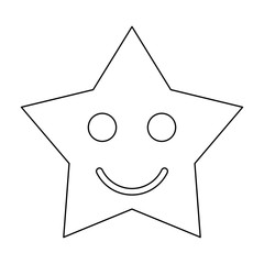 Smiling star black color path icon .