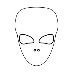 Extraterrestrial alien face or head black color path icon .