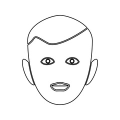 Little boy face black color path icon .