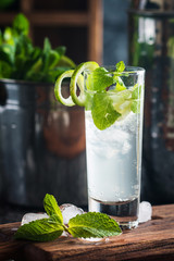 cocktail with lime and mint