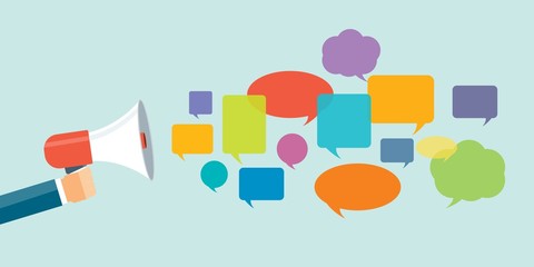 business hand hold megaphone and concept for  business online marketing  promotion .