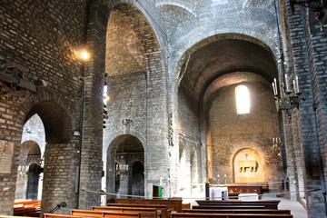 Inside the Monastery of Saint Mary in Ripoll, Catalonia, Spain