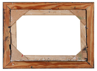 Isolated back side of old retro wooden frame