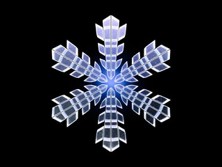 Winter snowflake on color background. 3D rendering