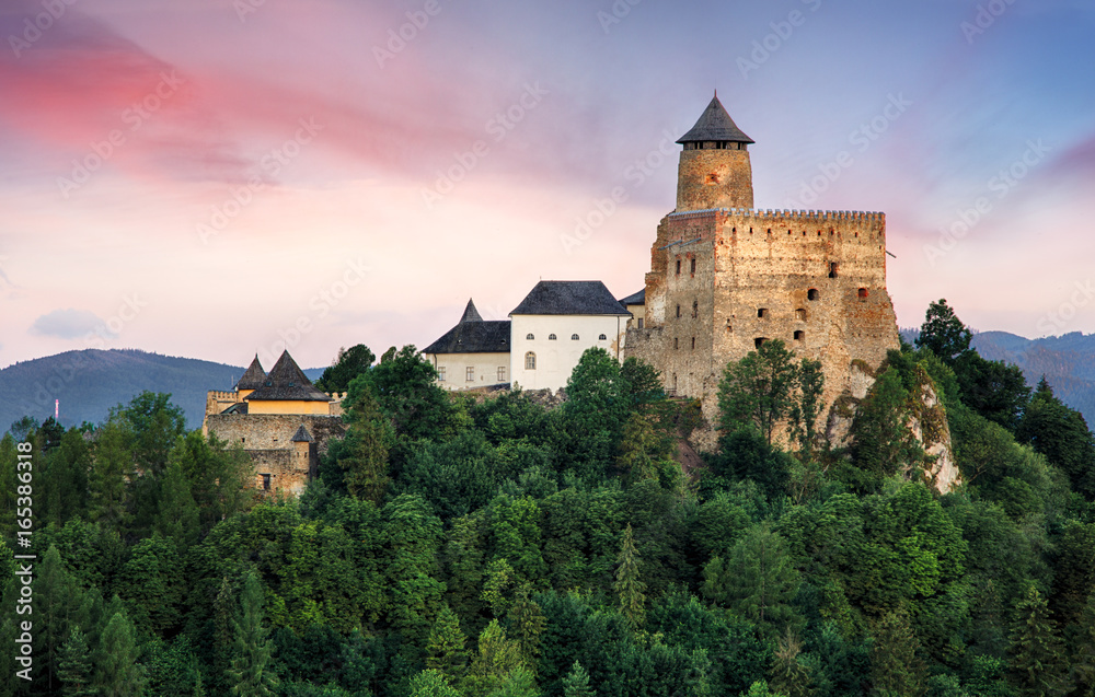 Poster Stara Lubovna castle in Slovakia, Europe landmark