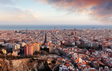 Photo sur Plexiglas Barcelona Panorama de Barcelone au coucher du soleil