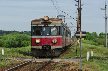 Fototapeta na wymiar PUBLIC TRANSPORT - Train passenger on the railway track