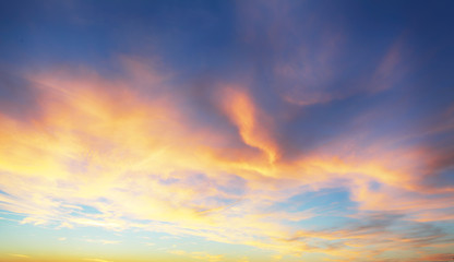 Naklejka na ściany i meble Only sky, dramatic sunset with colorful clouds