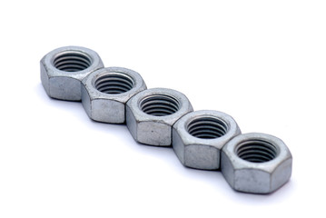 Steel bolts isolated on white background