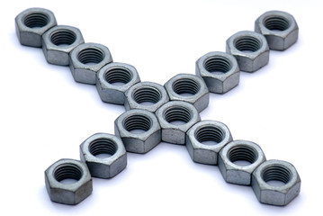 Steel bolts isolated on white background