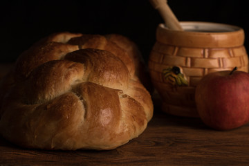 Challah, honey and apple