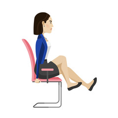 Pretty Asian woman is doing exercise on the office chair. Business woman in healthy warm up pose.