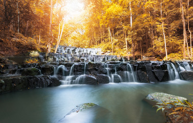 Beautiful waterfall in autumn season, Sam lan waterfall