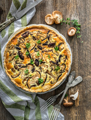 Homemade pie with mushrooms