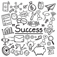Doodle icon hand draw is a concept of a component that is geared towards success of business, financial or in your life. vector illustration.