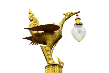 Golden swan there is a lamp at the mouth.