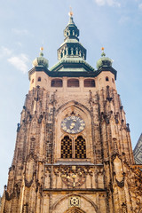 Fototapeta na wymiar St. Vitus Cathedral Clock Tower. Prague, Czech Republic