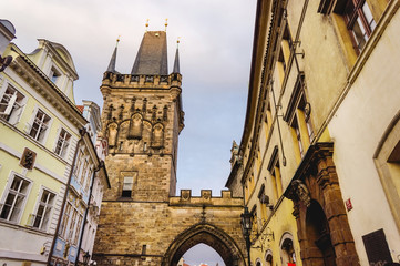 Obraz premium The Lesser Town Bridge Tower in Prague, Czech Republic